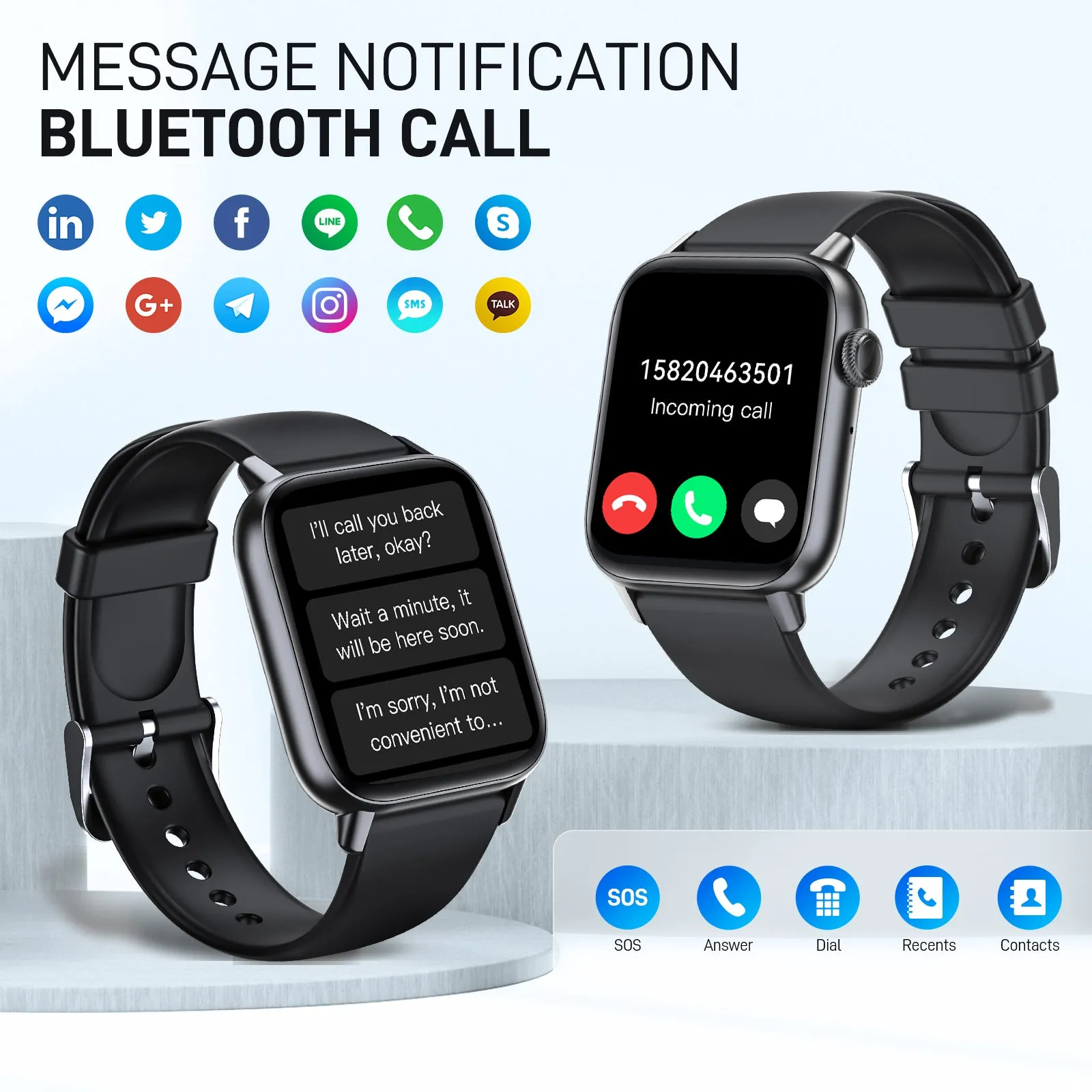 EIGIIS Smart Watch (Make/Answer Call), Fitness Watch with Heart Rate Blood Pressure Sleep Monitor, 1.83" Touch Screen Smartwatch for Women Men, Waterproof Activity Tracker Compatible with iPhone & Android