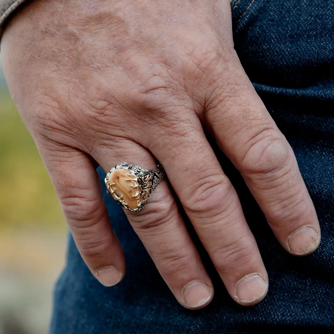 Elk Ivory Tooth Trophy Antler Ring