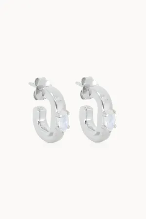 Elodie Moonstone Silver Hoops