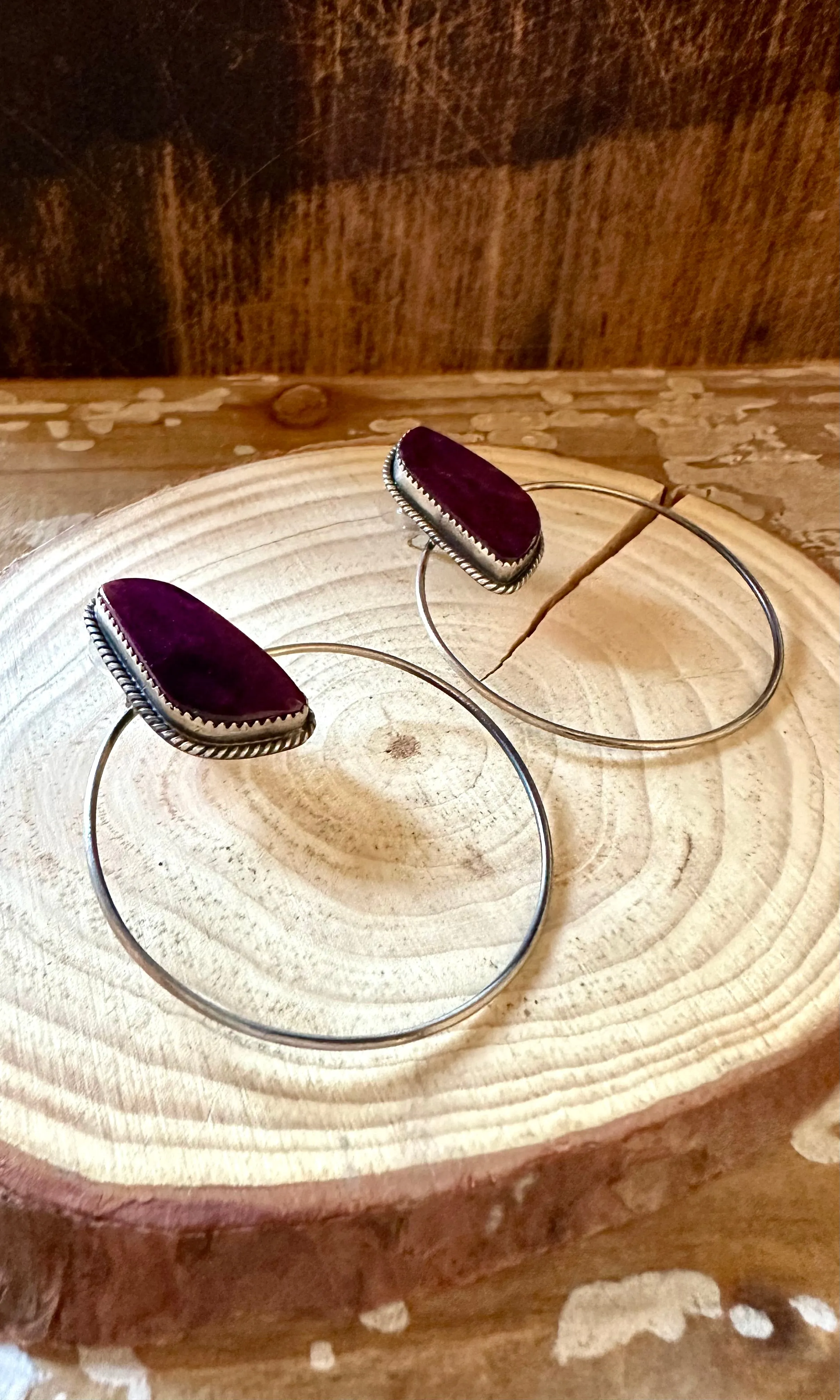 ELOUISE KEE PURPLE Spiney Oyster Sterling Silver Hoop Earrings
