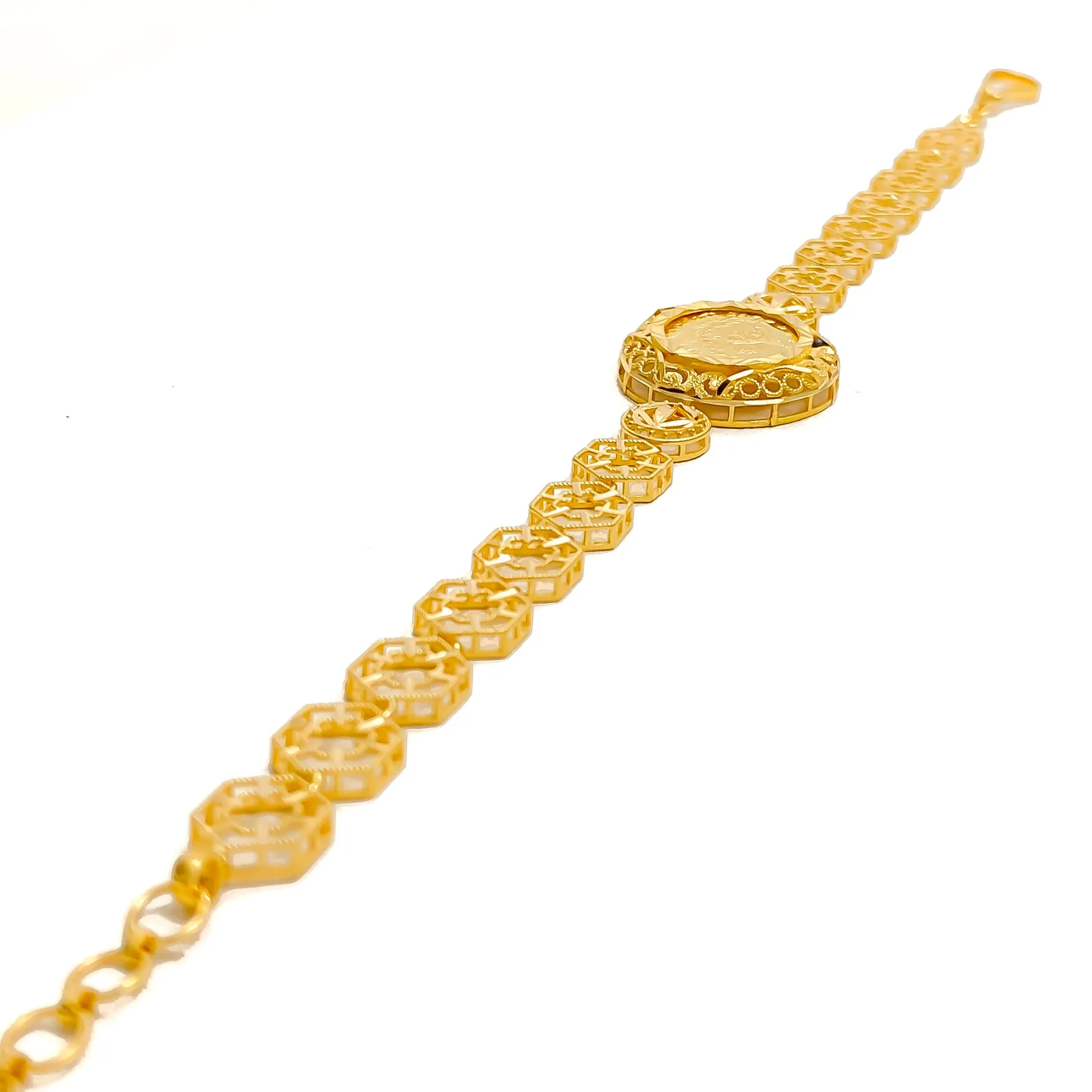 Embellished Floral Vine 21k Gold Bracelet