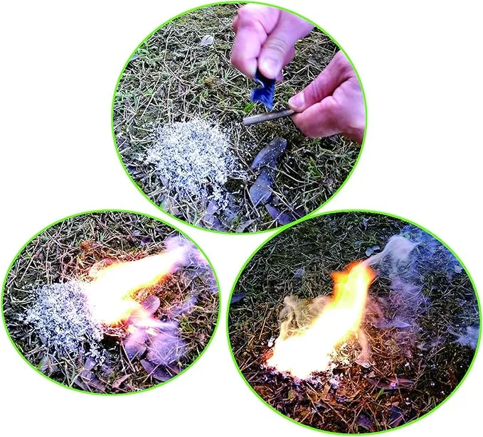 Emergency Magnesium Fire Starter 10 Bags Wax Rope Tent Paracord Bracelet for Camping Hiking Bushcraft Outdoor Survival Fishing Hunting