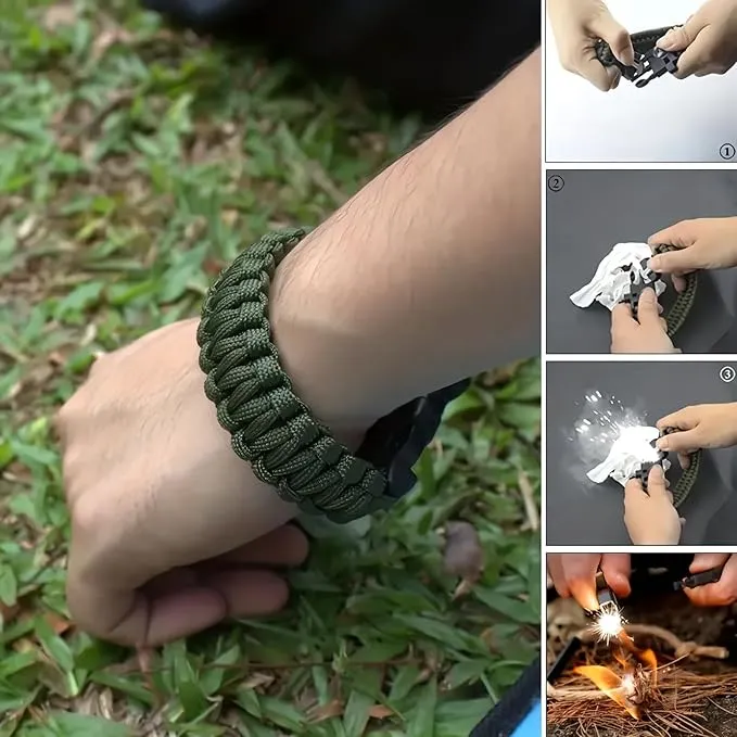 Emergency Magnesium Fire Starter 10 Bags Wax Rope Tent Paracord Bracelet for Camping Hiking Bushcraft Outdoor Survival Fishing Hunting