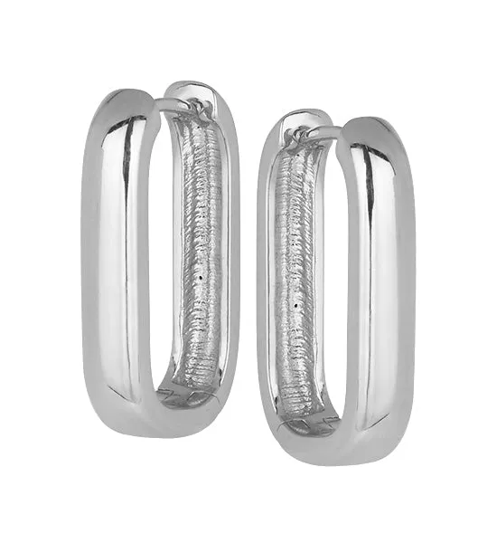 Emma Elongated Hoop Earrings in Silver