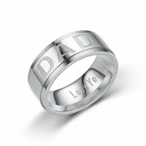 Engraved Love You Dad Titanium Steel Ring DAD Ring Father Gift Men Jewelry