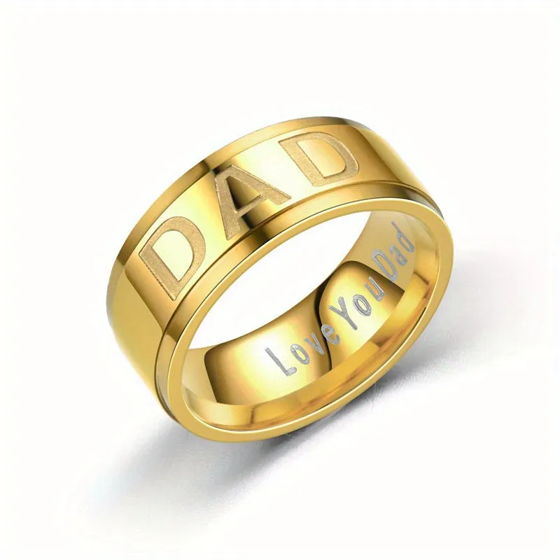 Engraved Love You Dad Titanium Steel Ring DAD Ring Father Gift Men Jewelry