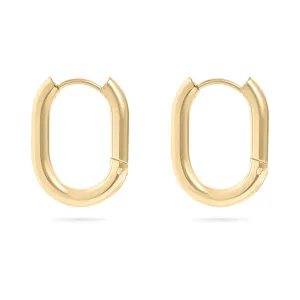 Erin 18k Gold PVD Oval Huggie Earrings