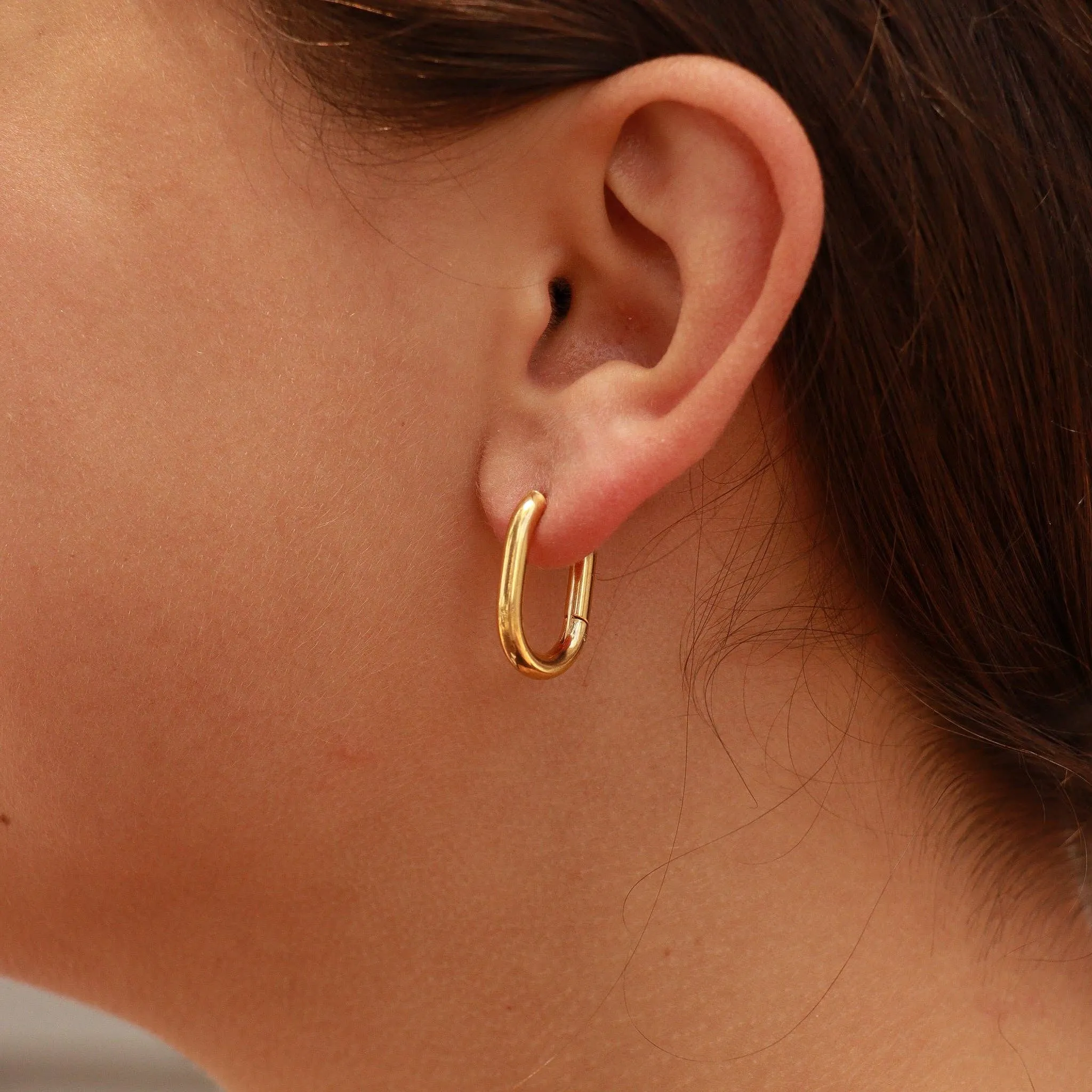 Erin 18k Gold PVD Oval Huggie Earrings