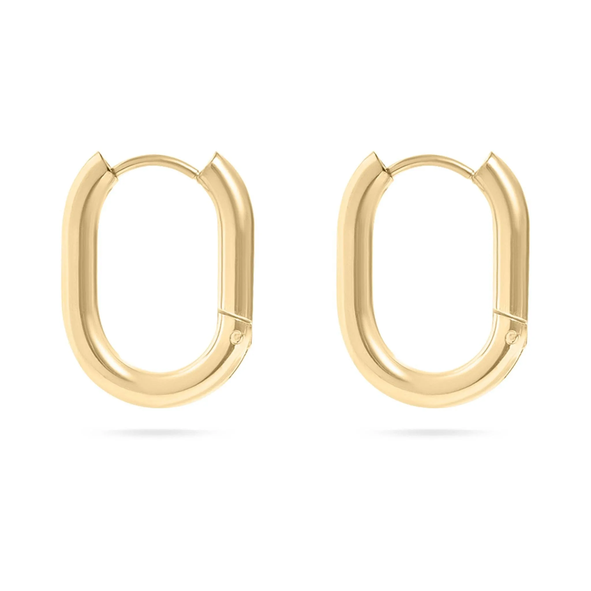 Erin 18k Gold PVD Oval Huggie Earrings
