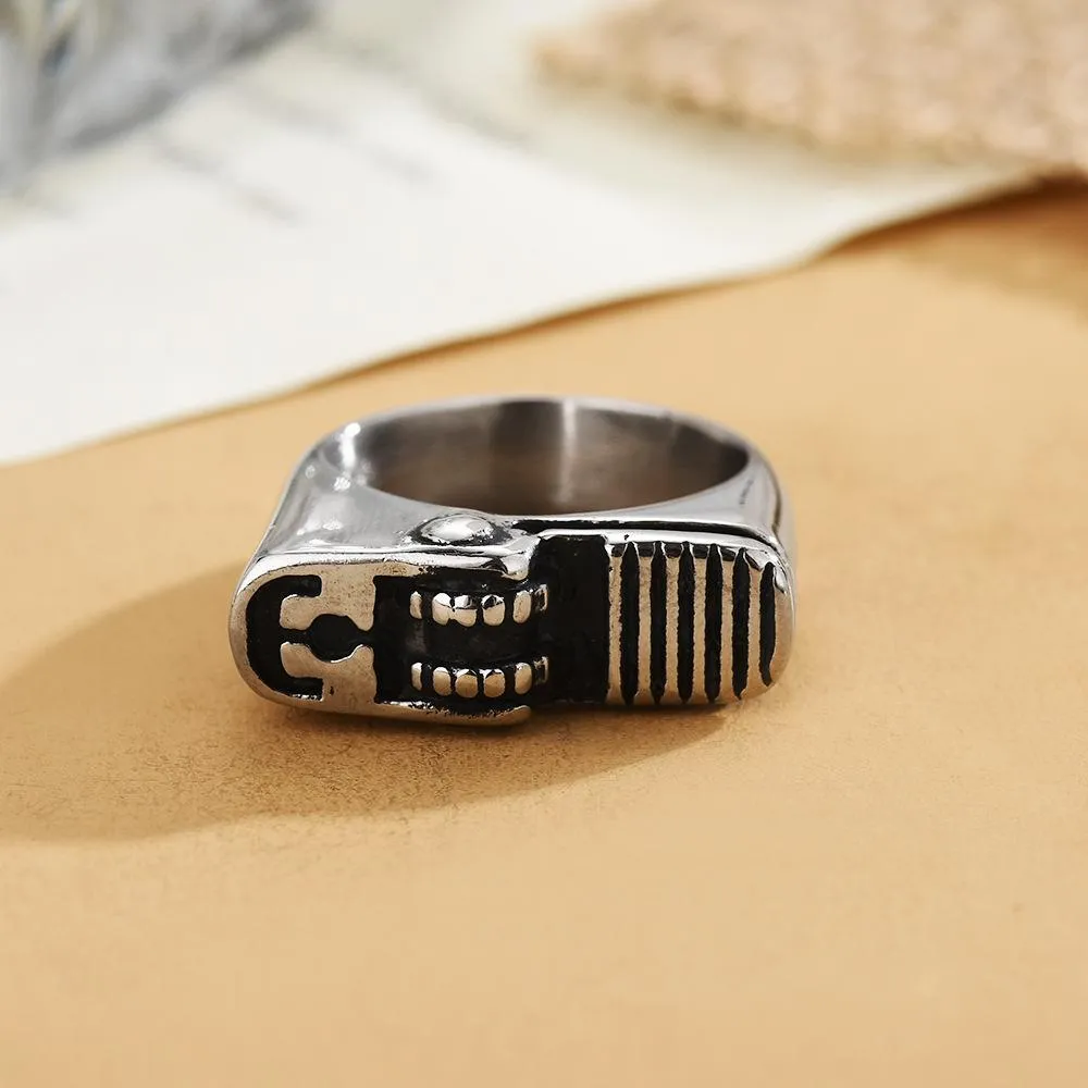 European And American Jewelry Stainless Steel Ring Lighter Shape Men's Retro Hip Hop Tide Titanium Steel Ring