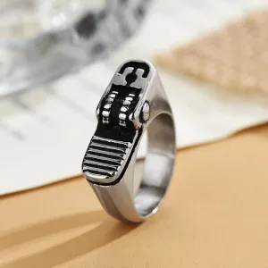 European And American Jewelry Stainless Steel Ring Lighter Shape Men's Retro Hip Hop Tide Titanium Steel Ring