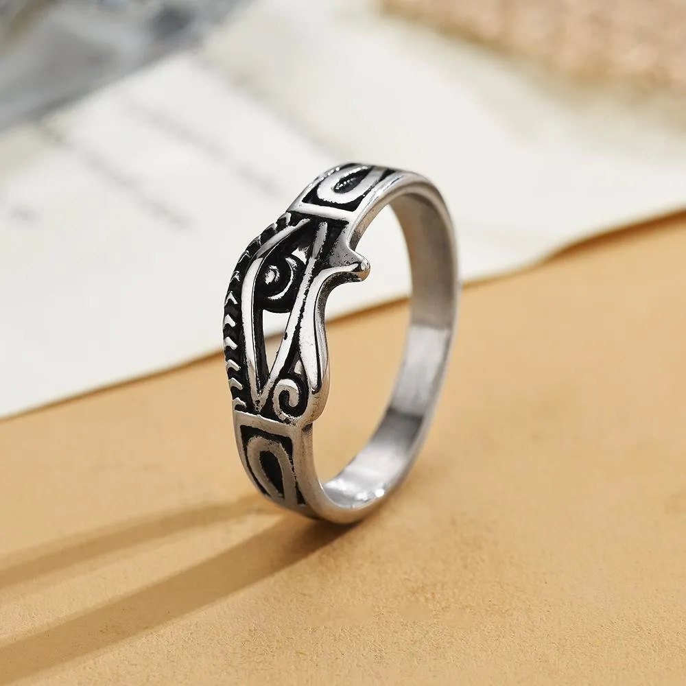European And American Personality Retro Eye Of Horus Men's Titanium Steel Ring
