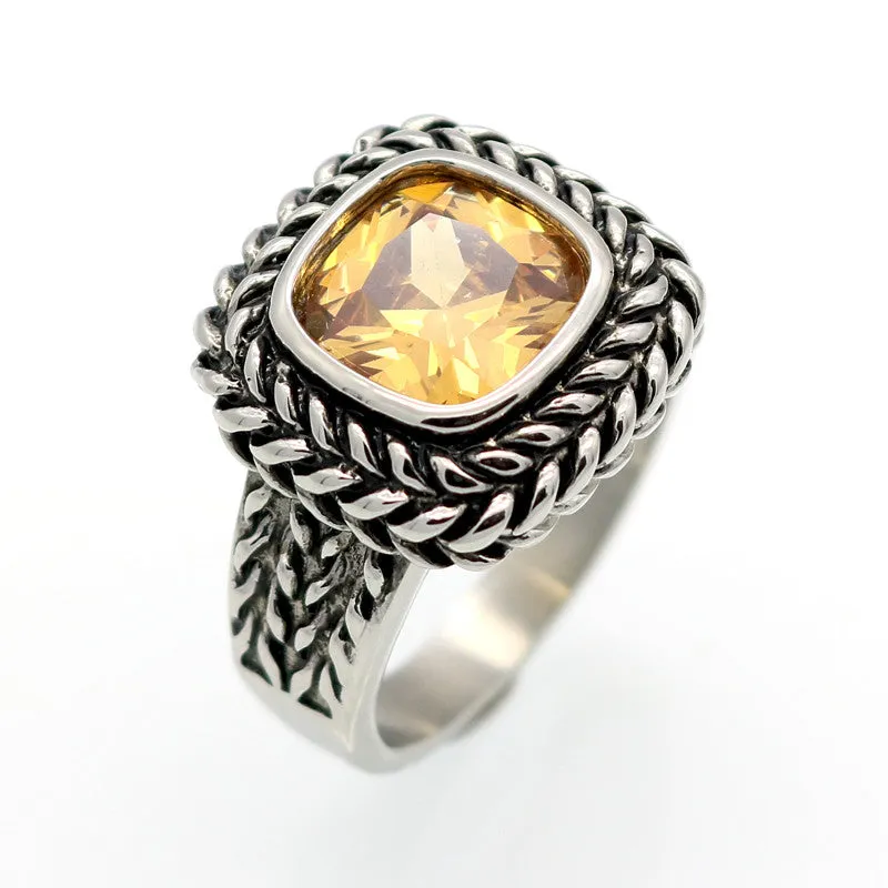 Fashion AAA Zircon Jewelry Titanium Steel Size 6 to 12 Male Or Female Black Sapphire Antique Rings Men/Women Finger Ring