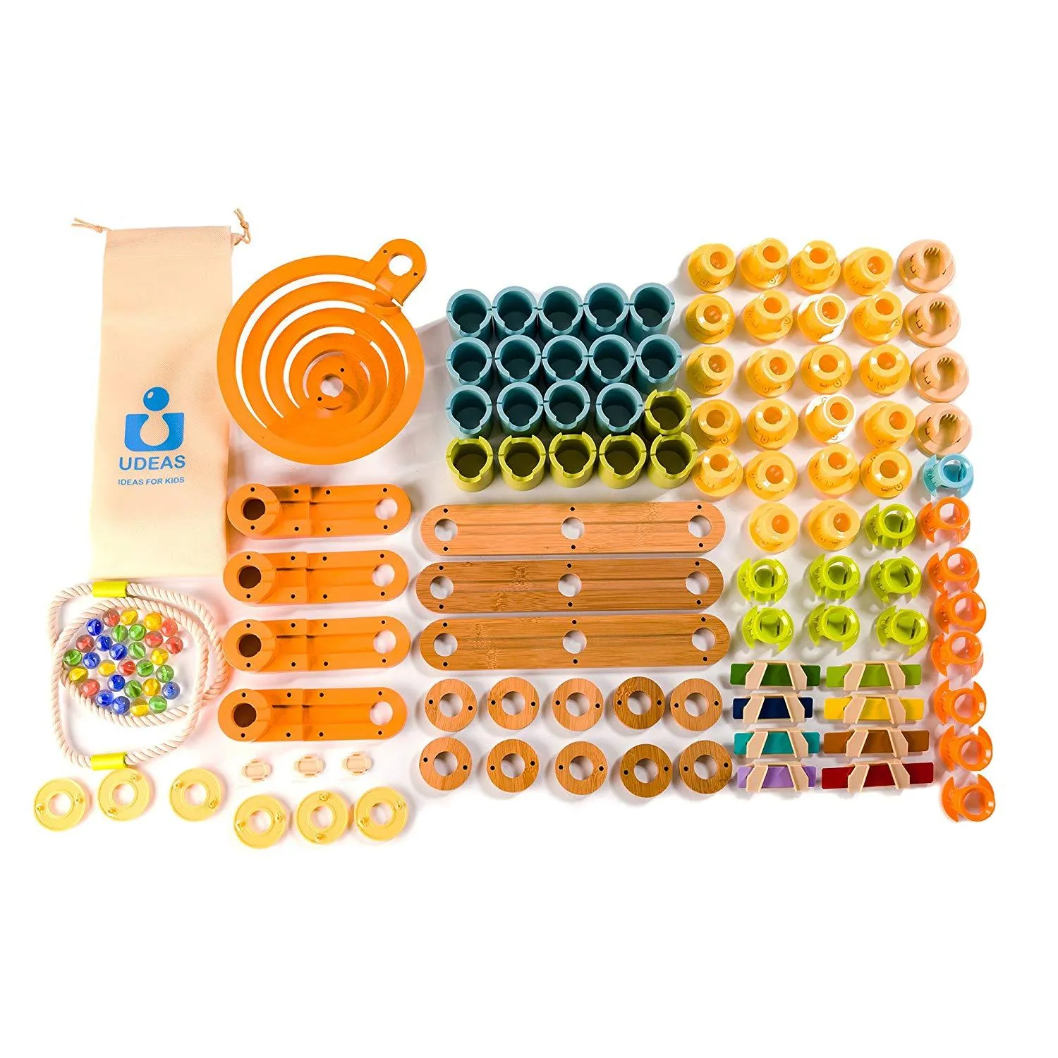 Fat Brain Toys Bamboo Builder Marble Run Music (127 pieces)