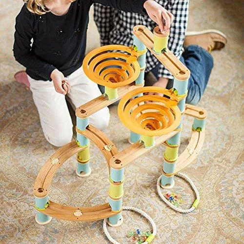 Fat Brain Toys Bamboo Builder Marble Run Music (127 pieces)