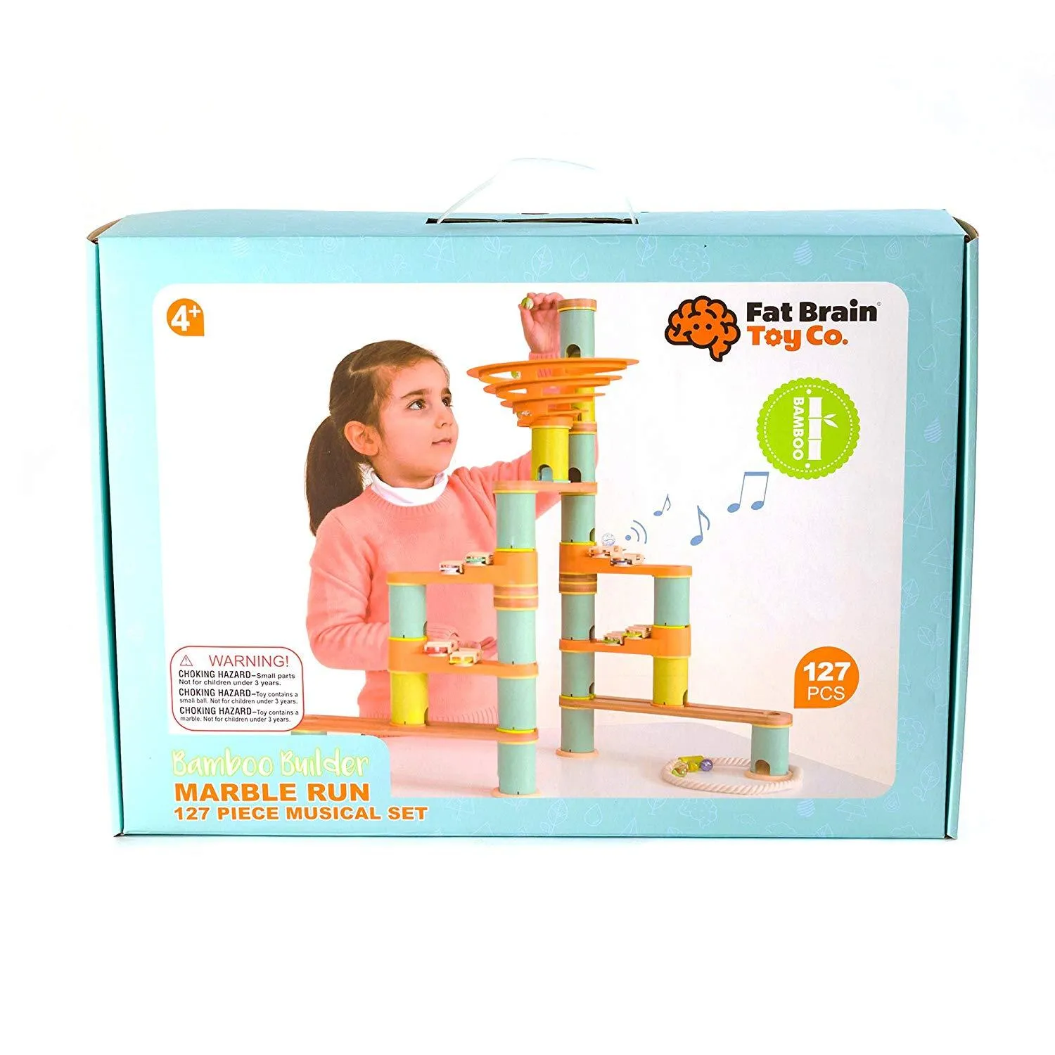 Fat Brain Toys Bamboo Builder Marble Run Music (127 pieces)