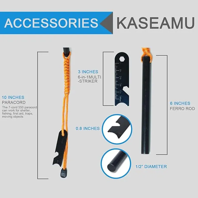 Ferro Rods 1/2 inch x 6 inch, Premium Ferro Rod Fire Starter Survival Tool, Flint and Steel Fire Starter Kit, 20,000  Strikes, Large and Thick Ferro Rod with Paracord & Multi-Tool Striker.