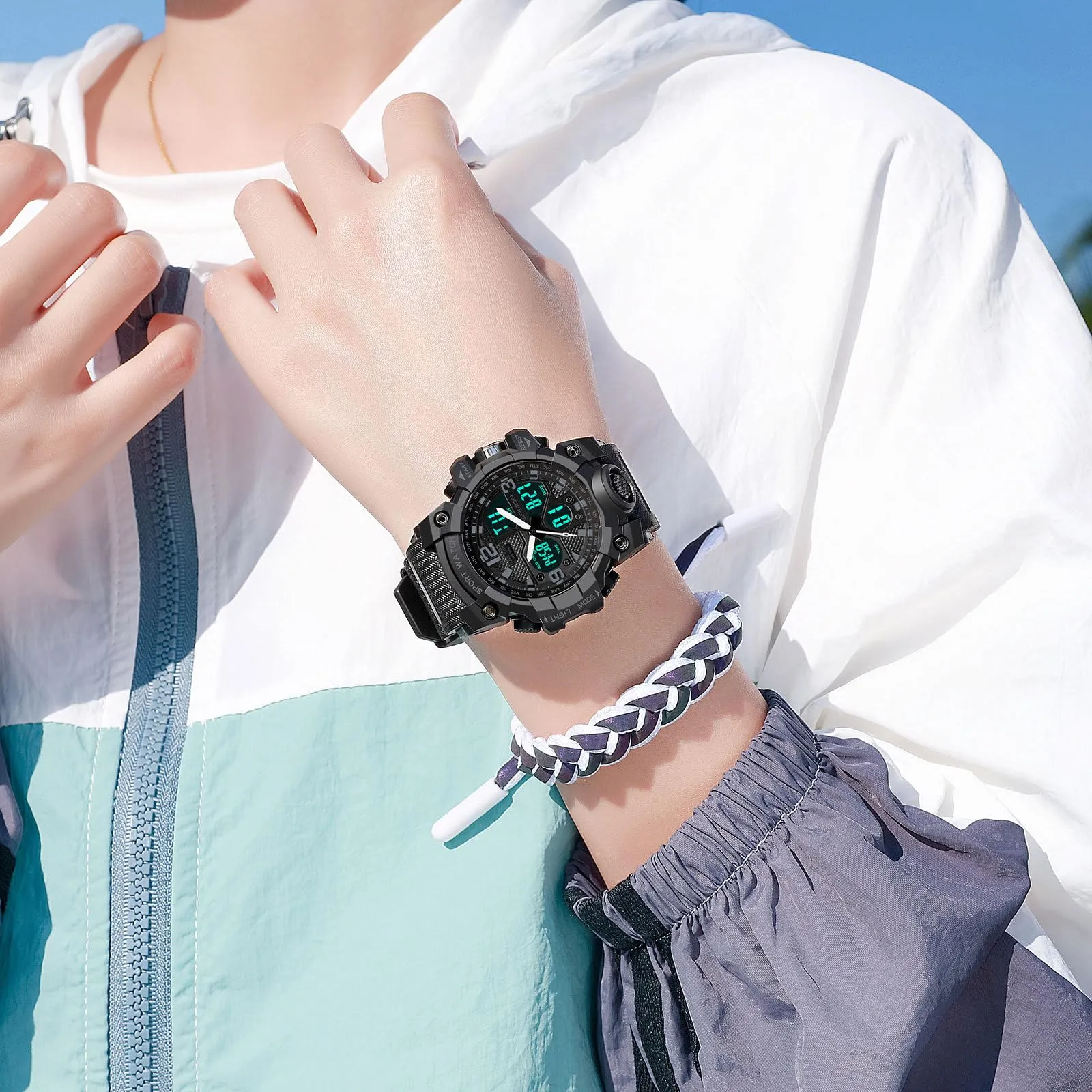Findtime Digital Watch Womens, Black Reloj para Mujer Waterproof Sports Running Watches for Women with 24 Hour Dual Time Stopwatch