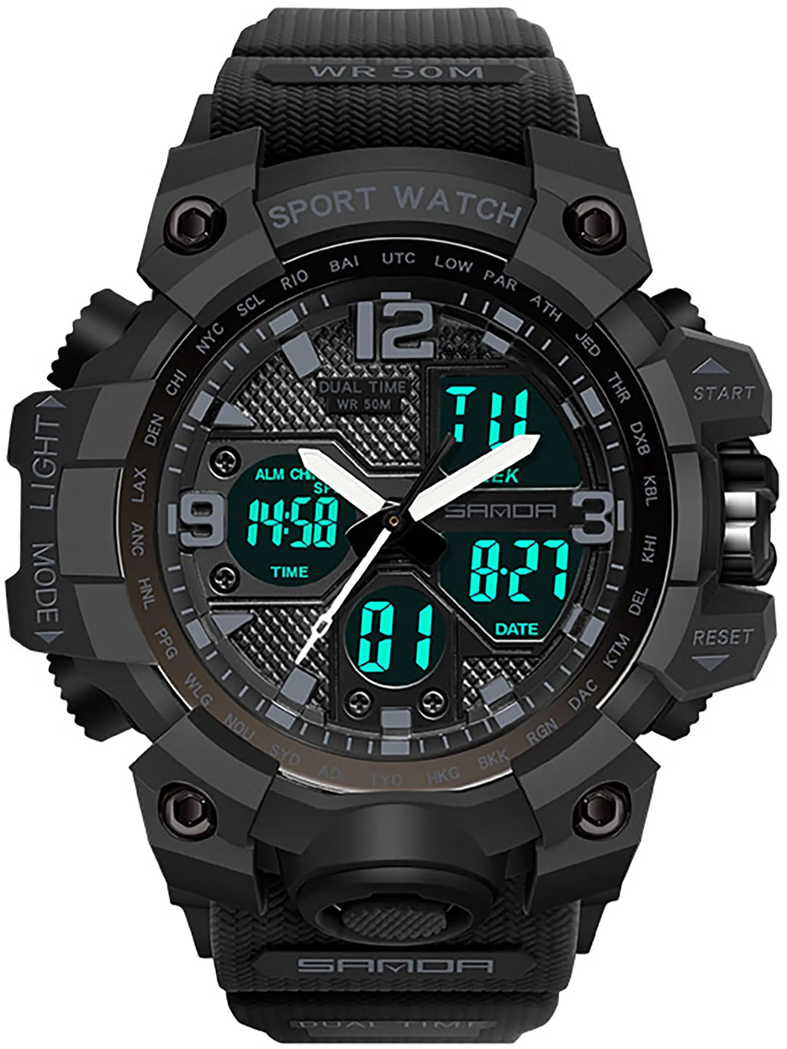 Findtime Digital Watch Womens, Black Reloj para Mujer Waterproof Sports Running Watches for Women with 24 Hour Dual Time Stopwatch