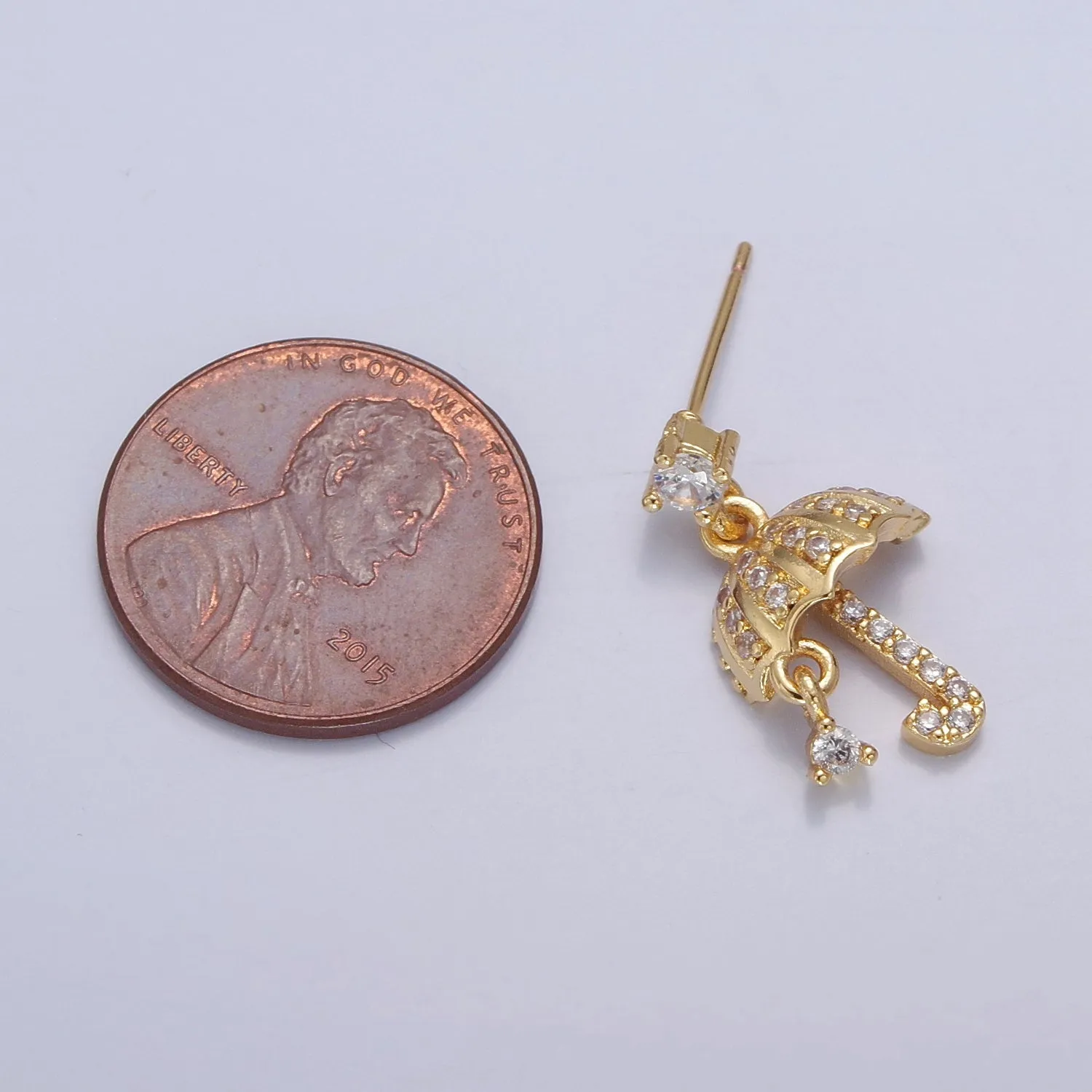 Flying Umbrella Gold Earring Dangle Stud T-400