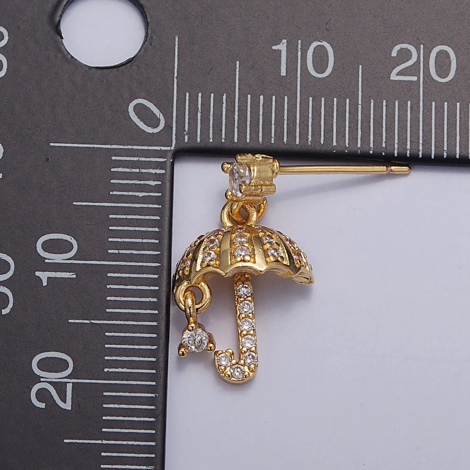 Flying Umbrella Gold Earring Dangle Stud T-400