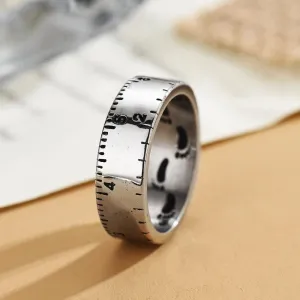 Foreign Trade Jewelry Wholesale Personality Retro Ruler Men's Titanium Steel Ring Factory Direct Sales