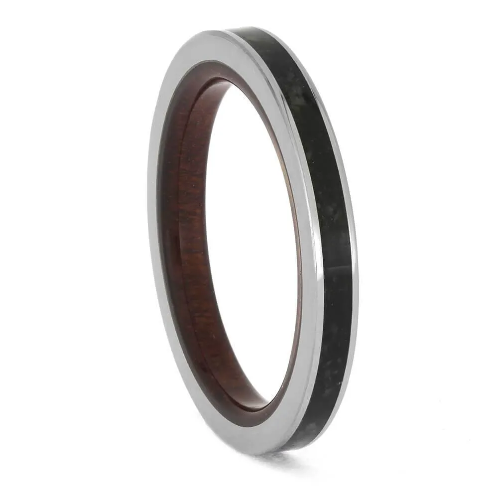 Fossil Ring for Women with Bloodwood Sleeve