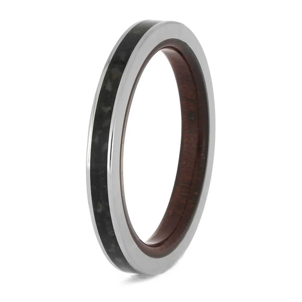 Fossil Ring for Women with Bloodwood Sleeve