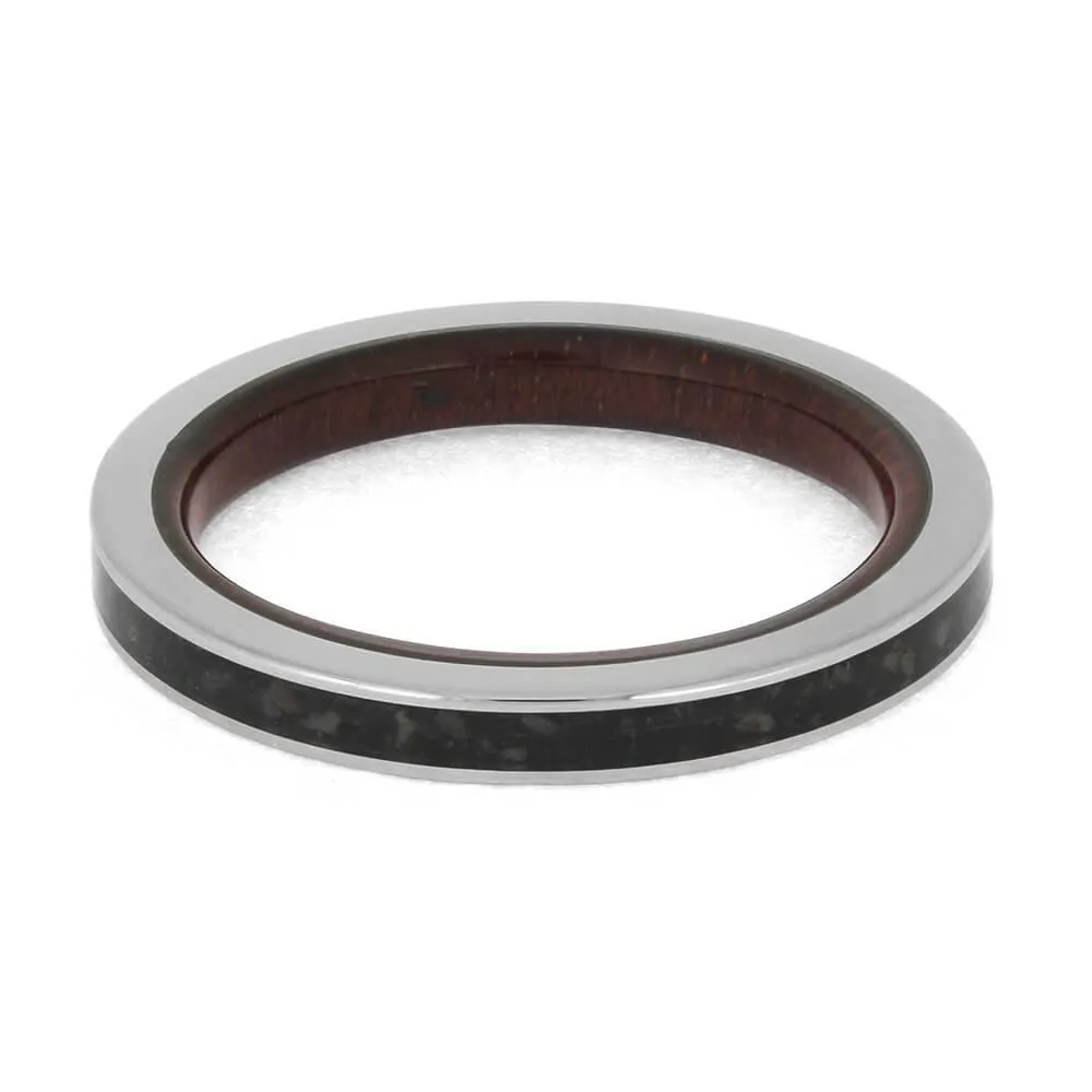 Fossil Ring for Women with Bloodwood Sleeve