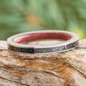 Fossil Ring for Women with Bloodwood Sleeve