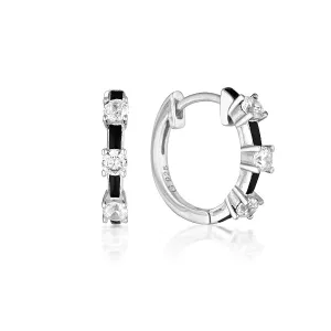 GEORGINI REFLECTION ENAMEL HOOP EARRINGS SILVER