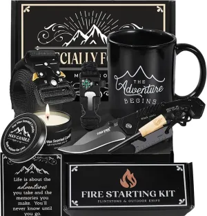 Gifts Set for Men,Dad Gift Box Dad Gifts from Son Daughter, Fathers Day Box for Son Dad Brother in Law Boyfriend Husband Young Man Adult Guy, Cool Camping Ourdoor Survival Kit