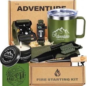 Gifts Set for Men,Dad Gift Box Dad Gifts from Son Daughter,Gift for Father's Day Birthday Tumbler Mug Gift Box Basket, Cool Camping Ourdoor Survival Kit for Son Dad in Law Husband