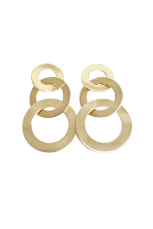Gold 3 Circle Earrings