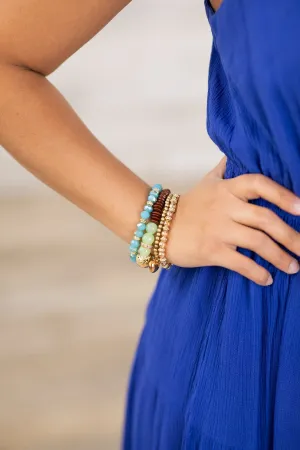 Gold and Chestnut Beaded Bracelet Set