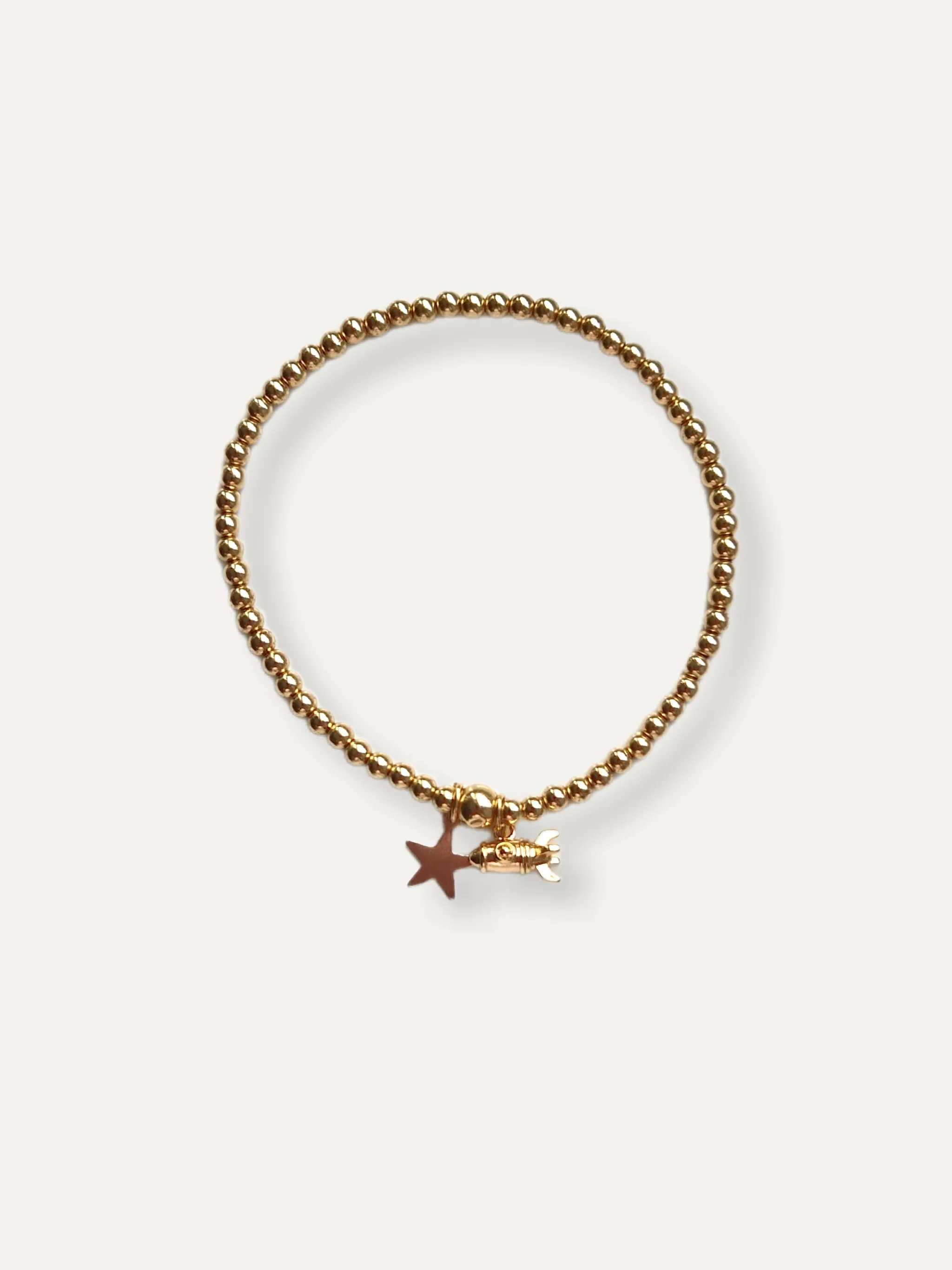 Gold Bobble Bracelet - Rocket & Star