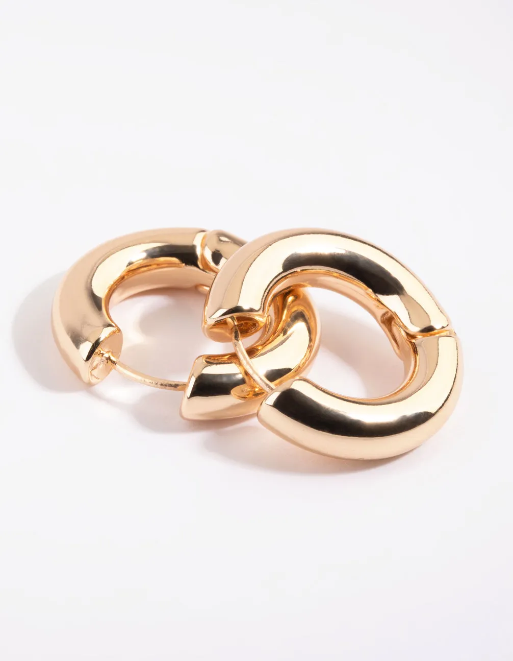 Gold Chunky Huggie Hoop Earrings
