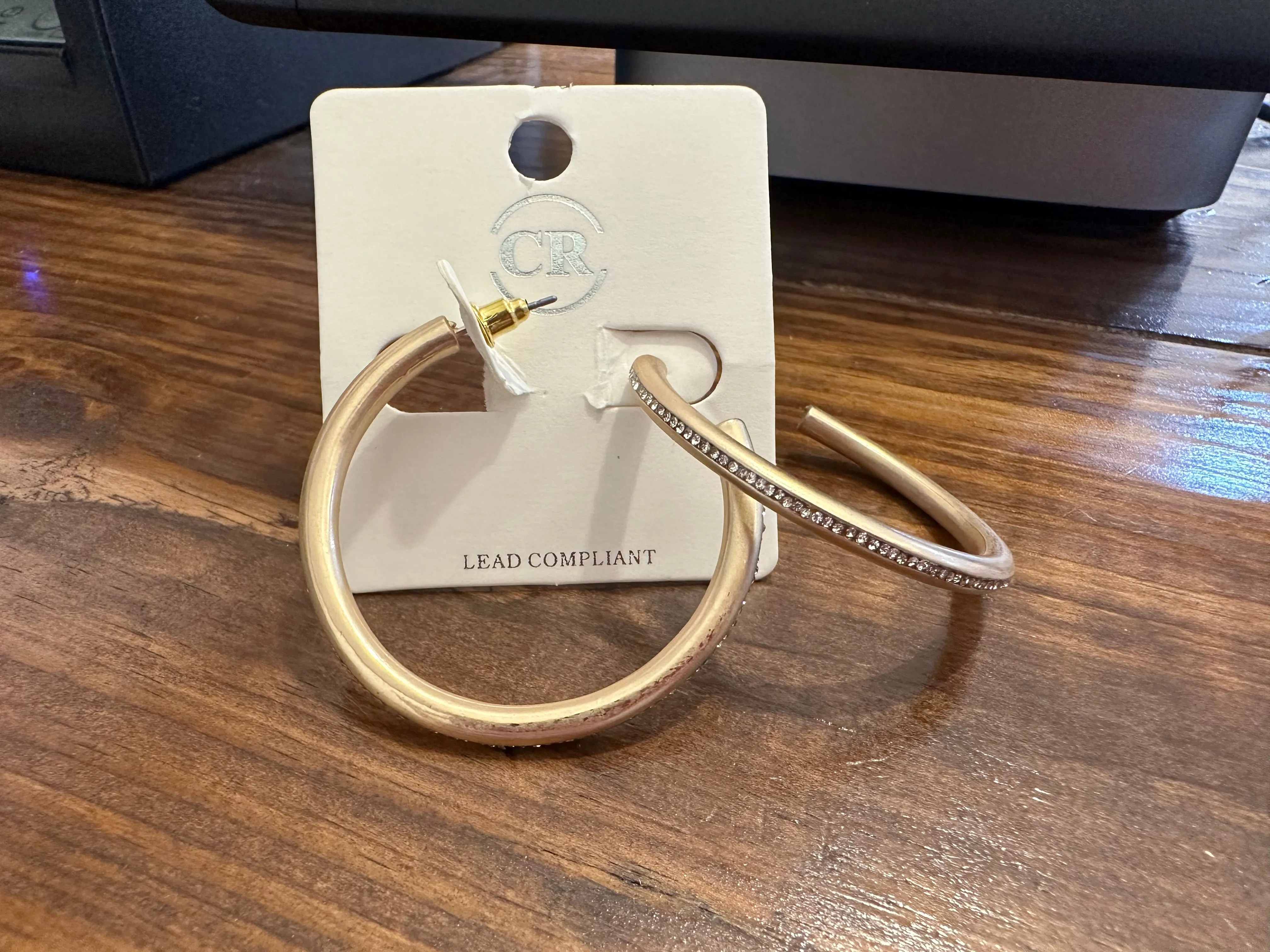Gold Crystal Lined Hoops