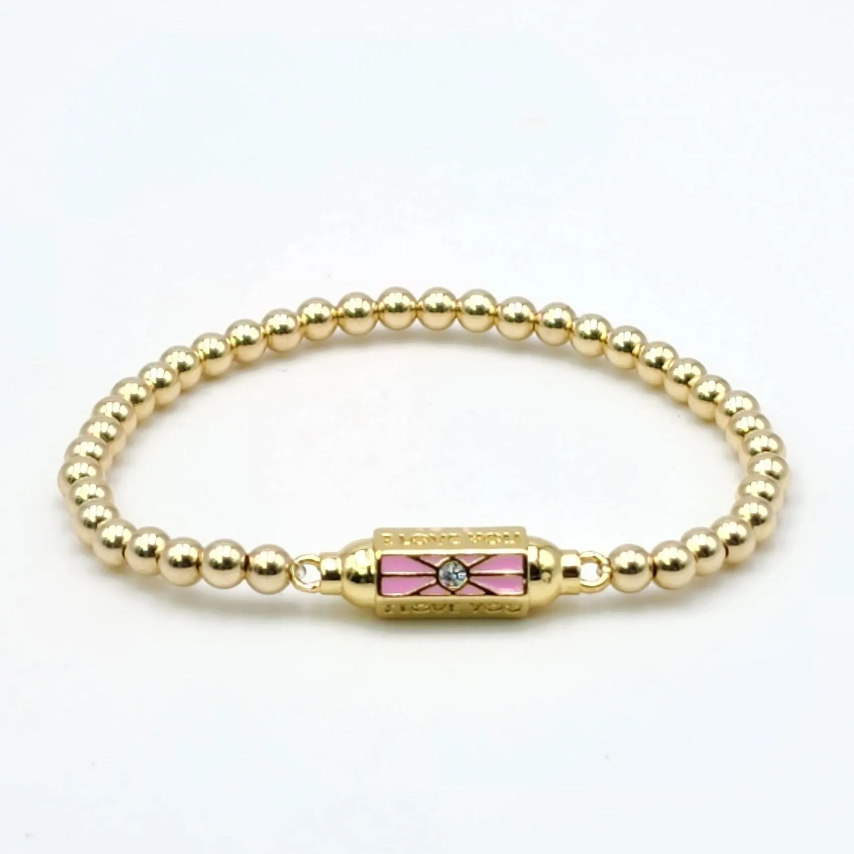 Gold-Filled Stacking Bracelet - Handcrafted Stretch Love Pendant Jewelry for Women
