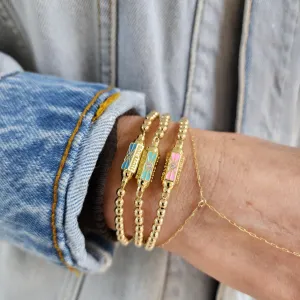 Gold-Filled Stacking Bracelet - Handcrafted Stretch Love Pendant Jewelry for Women