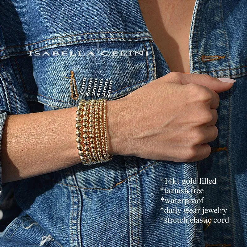 Gold-Filled Stacking Bracelet - Handcrafted Stretch Love Pendant Jewelry for Women