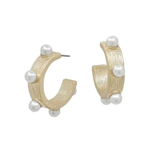 Gold Hoop Pearl Studs