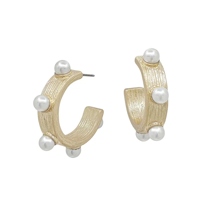 Gold Hoop Pearl Studs
