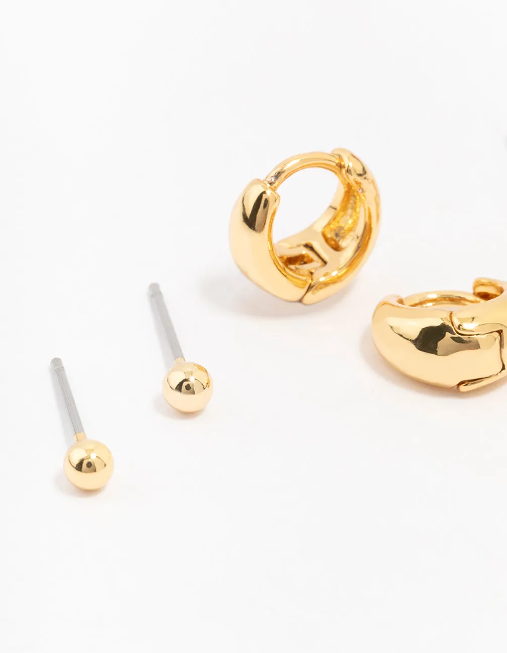 Gold Plated Brass Mini Hoop Earring 3-Pack
