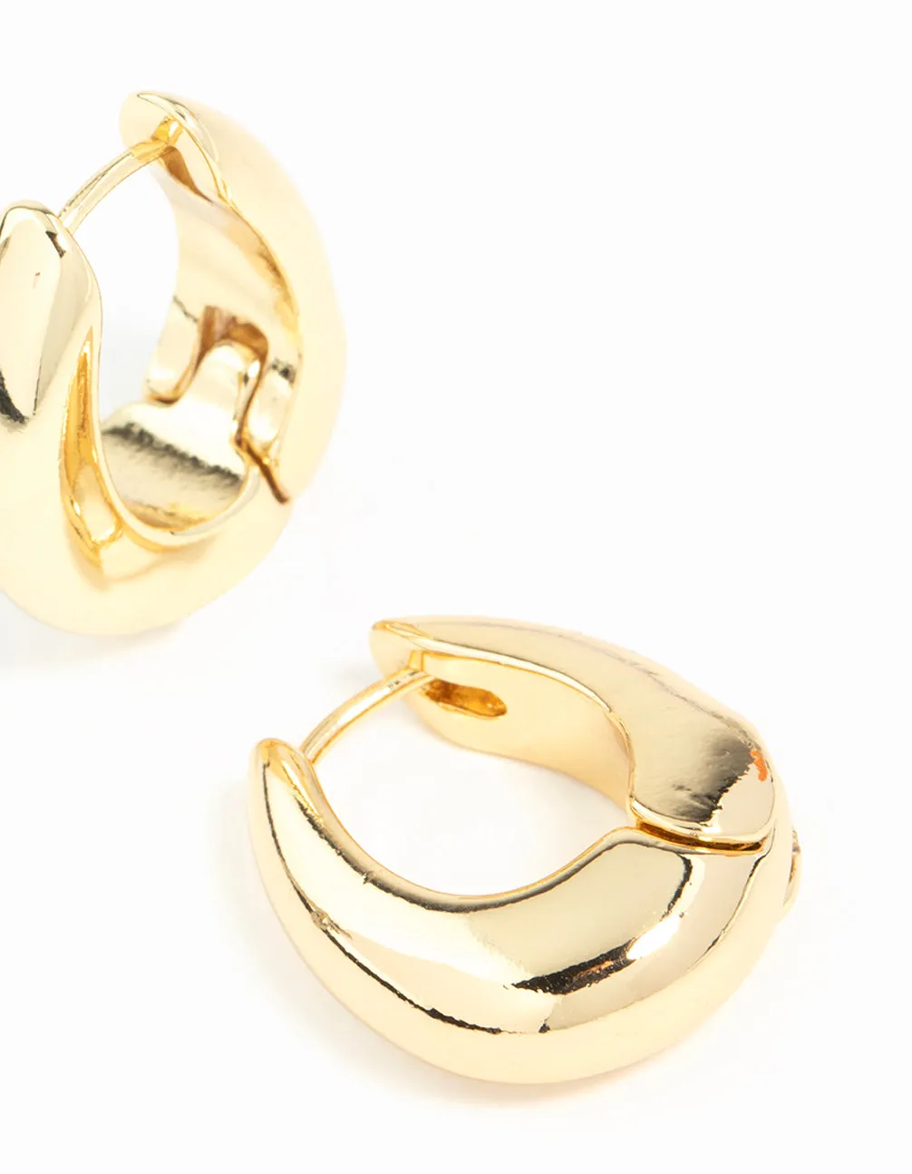 Gold Plated Chunky Oval Huggie Hoop Earrings