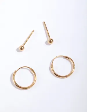 Gold Plated Sterling Silver Stud Hoop Pack