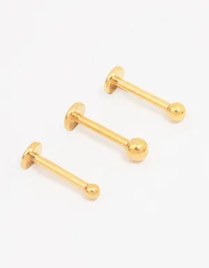 Gold Plated Titanium Graduating Ball Flat Back 3-Pack