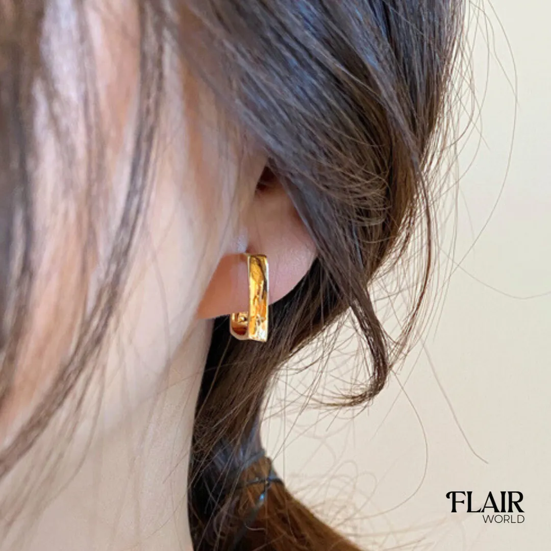 Gold Square Hoops