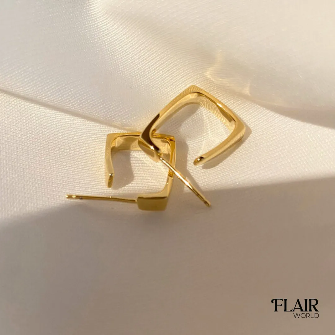 Gold Square Hoops