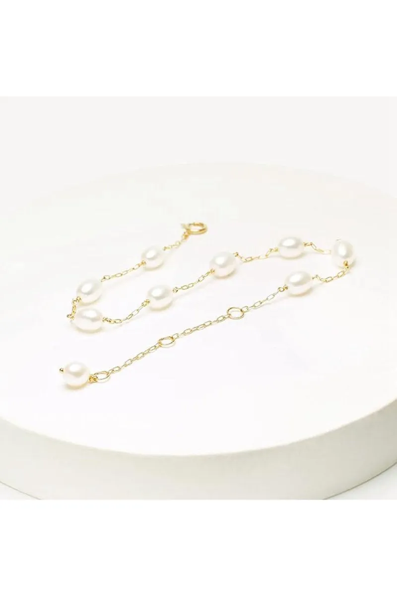 Gold Tin Cup Pearl Adjustable Bracelets